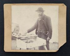antique GOLD MINER PHOTOGRAPH man desk boulder samples picture