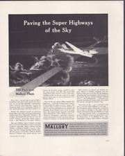 1941 Print Ad P.R Mallory & Co Paving the Super Highways of the Sky Airplane picture