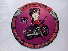 Betty Boop Biker Motorcycle Parts & Service Live to Ride Tin Metal Sign  picture
