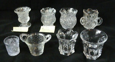 8 Vintage Clear Glass Pressed Design Toothpick Holders picture