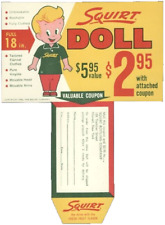Squirt Soda Card Vintage Advertising for Toy Boy Doll 1962 Original NOS Unused picture