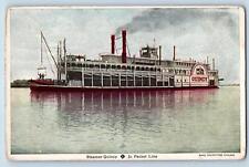 Postcard Steamer Quincy Jo Packet Line Passengers On Board Scene c1920s Antique picture