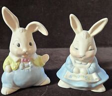 Vintage Cole's Ceramic Mold Bunny Rabbits 2 Figures 1970's 6