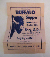 VINTAGE 1975 GARY, S.D. 9th ANNUAL ROAST BUFFALO SUPPER ADVERTISING FLYER SIGN picture