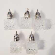  F.B. Rogers Salt And Pepper Vintage Silver Tops Crystal Bottoms Set Of 5 picture