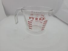 Vintage 80's PYREX Measuring Cup Size 1 Cup Red Metric & Imperial Glass USA **** picture